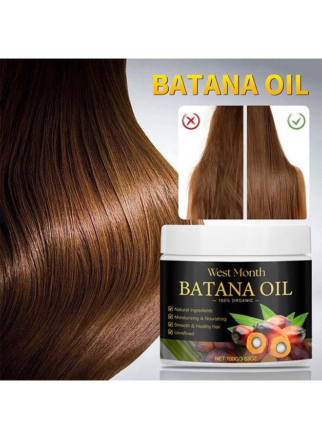 WEST MONTH 100% Natural Batana Oil For Hair Growth By Organic, Unrefined Batana Oil For Visibly Thicker And Stronger Hair, Prevent Hair Loss, Repairs Damaged Hair, Leaves Hair Smoother, 3.53OZ/100ML - Image 2